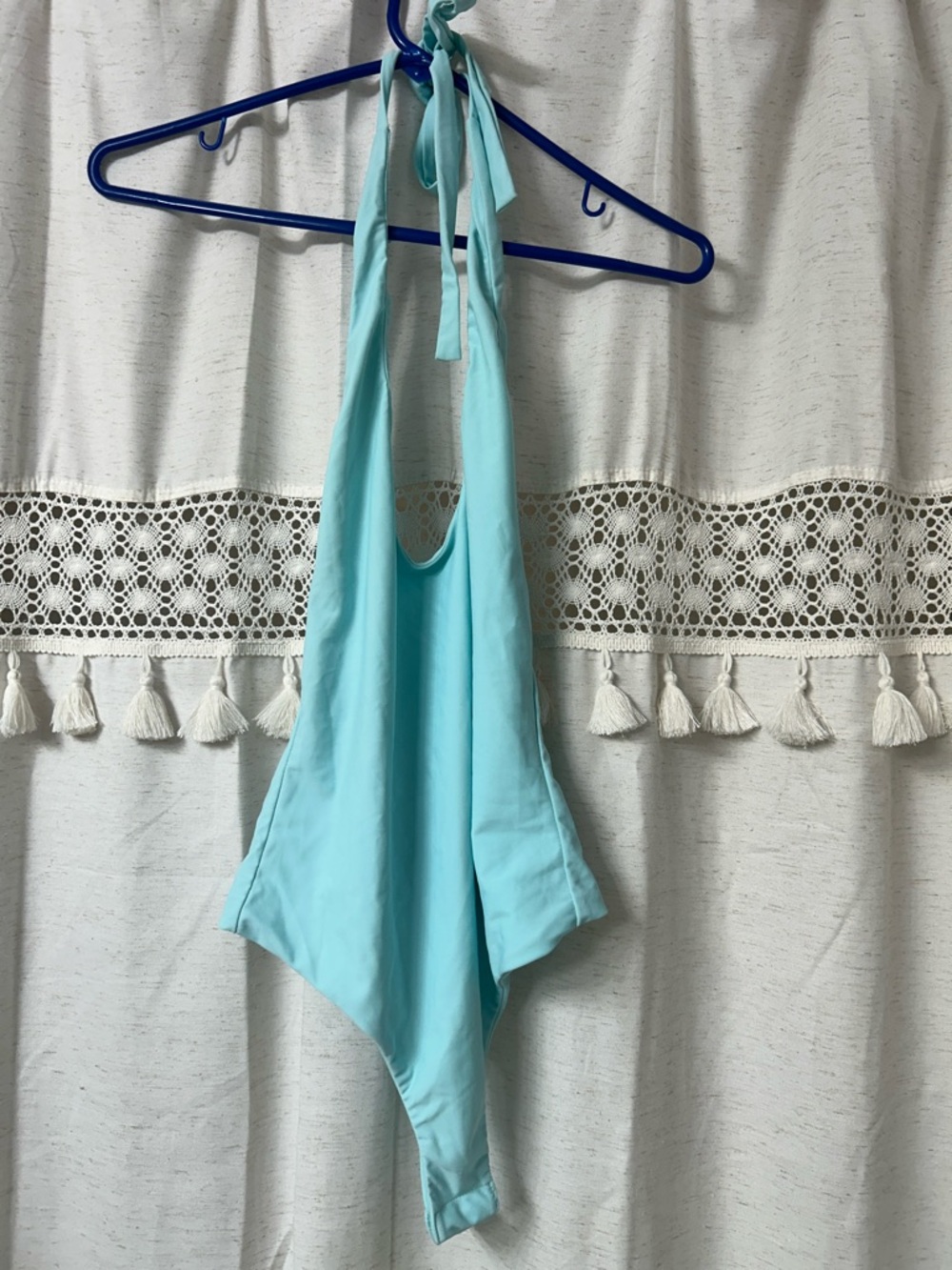 Halter Neck Light Blue Bodysuit